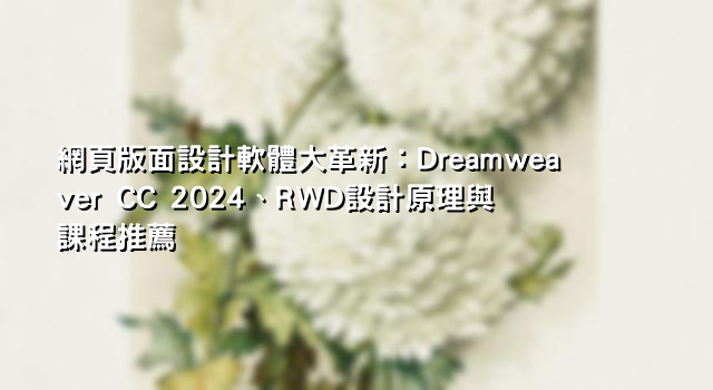 網頁版面設計軟體大革新：Dreamweaver CC 2024、RWD設計原理與課程推薦